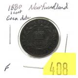 1880 even date Newfoundland penny