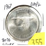 1967 Canadian silver dollar