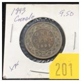 1893 Canadian Large cent