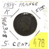 1854 French 5-cents