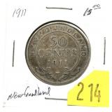 1911 Newfoundland half dollar
