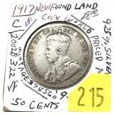 1917C Newfoundland half dollar