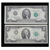 x2- $2 Federal Reserve notes, series of 1976-x2