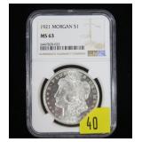 1921 Morgan dollar NGC slab certified MS-63