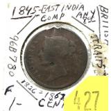 1845 East India Company 1-cent