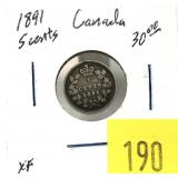 1891 Canadian 5-cent silver