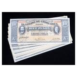 x25- Mexico diez pesos, series of 1915, Unc. -x25