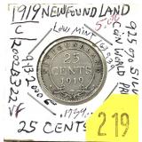 1919C Newfoundland 25-cents