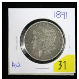 1891 Morgan dollar, AU
