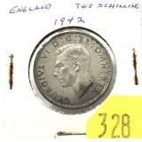 1942 British two shillings