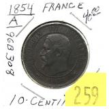 1854 French 10-cents