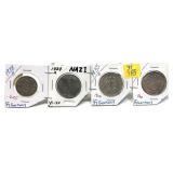 x4- German 2 and 5 mark coins, silver -x4 coins