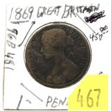 1869 British 1-cent