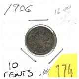 1906 Canadian dime