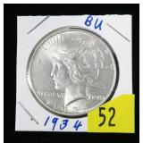 1934 Peace dollar, BU