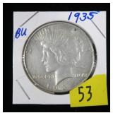 1935 Peace dollar, BU