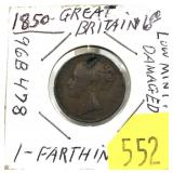 1850 British farthing