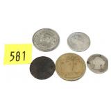 Lot, world coins, 5 pcs.