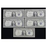 x5- $1 silver certificates, series of 1957 -x5