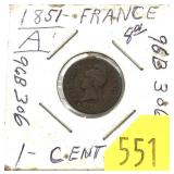 1851 French 1 centime