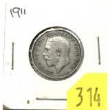 1911 England 1 shilling