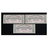 x3- Mexico cinco peso, series of 1915, Unc. -x3