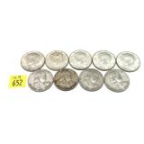 x9- Half dollar, 90% silver -x9 half dollars -