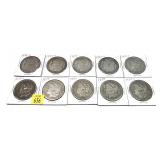 x10- Morgan dollars, mixed dates -x10 dollars -