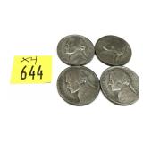 x4- Nickels, 35% silver -x4 nickels- Sold by the
