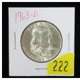 1963-D Franklin half dollar, BU