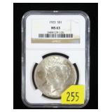1923 Peace dollar NGC slab certified MS-63