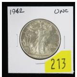 1942 Walking Liberty half dollar, Unc.