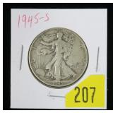 1945-s Walking Liberty half dollar