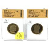 x2- Presidential dollars SGS slab certified PR-70