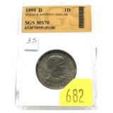 1999-D Susan B. Anthony dollar SGS slab certified