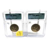 x2- Sacagawea dollars ICG slab certified MS-68