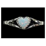 Sterling silver dentil set heart shape lab fire