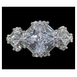 Sterling silver square cut and baguette CZ