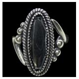 Sterling silver oval cut hematite ring, new,
