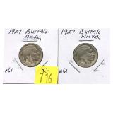 x2- 1927 Buffalo nickels- x2 nickels - Sold by the