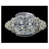 Sterling silver cushion cut CZ ring with round cut