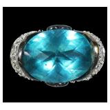 Sterling silver godl wash checkerboard cut blue