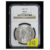 1887 Morgan dollar NGC slab certified MS-63