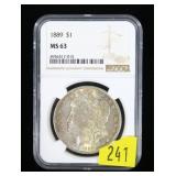1889 Morgan dollar NGC slab certified MS-63