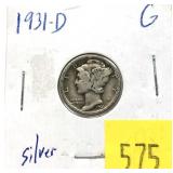 1931-D Mercury dime