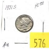 1931-S Mercury dime