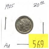 1925 Mercury dime