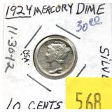 1924 Mercury dime