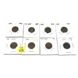 x8- Indian Head cents, mixed dates -x8 cents -