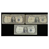 x3- $ 1 silver certificates series of 1935/57 -x3
